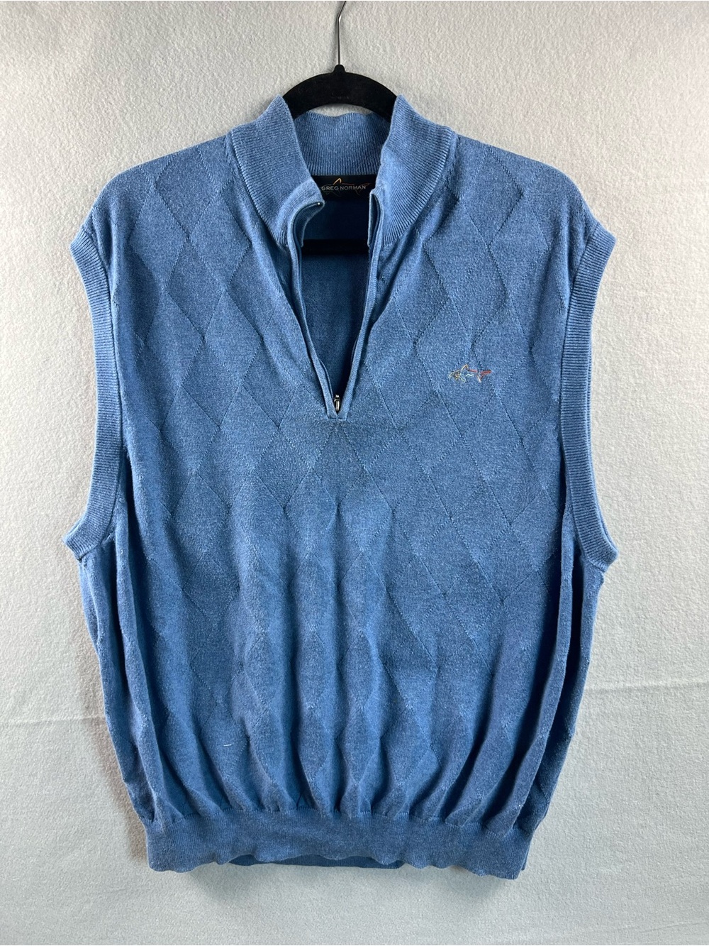 Greg Norman Collection Light Blue Quilted Zip-Neck Sweater Vest